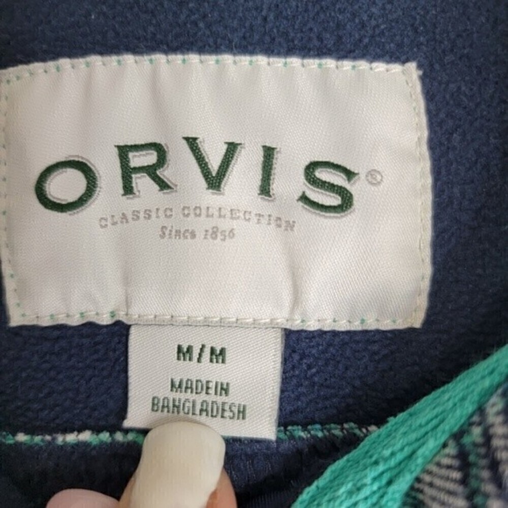 3 X 25 ORVIS women's flannel plaid shirt jacket blue teal size midium shacket - Picture 8 of 13